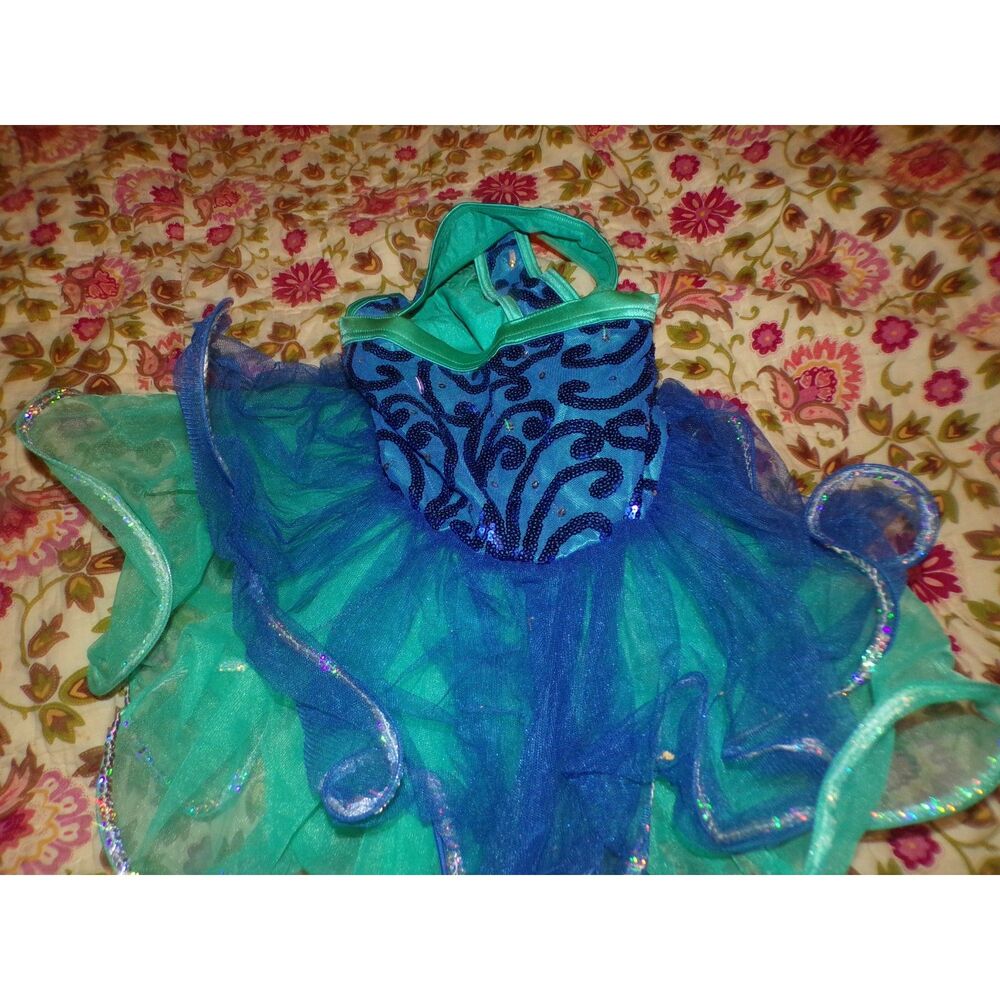 Weissman dance costume  Tap Jazz Dance Costume Blue green size childs small SC